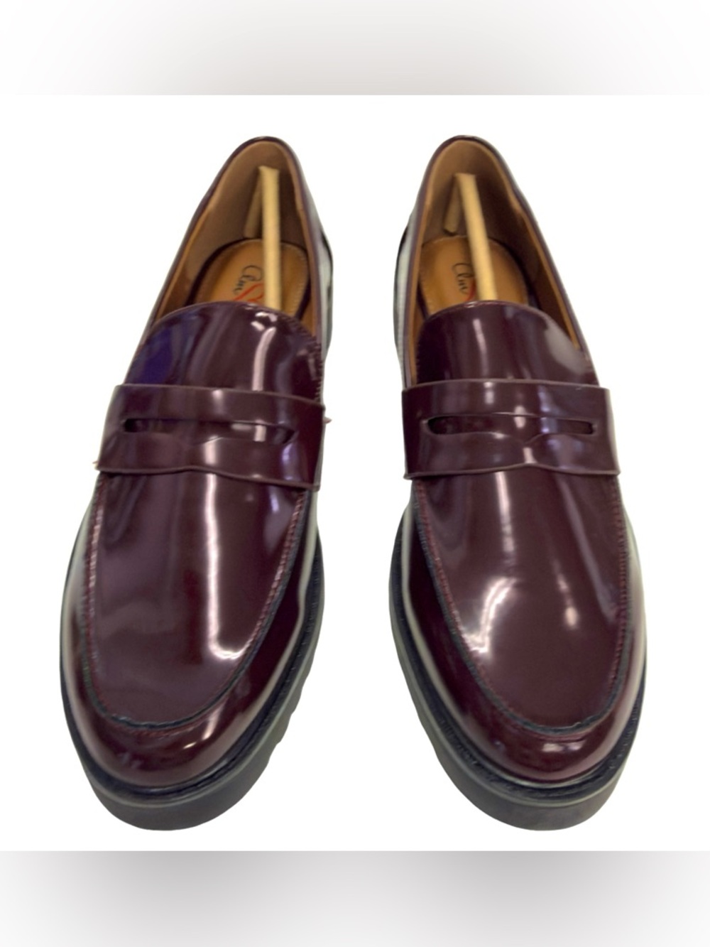 New MIA Amore "Hali" Lug Sole Burgundy Penny Vegan Loafers Size 8.5 - Picture 7 of 13